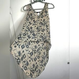 3ena (Size S) Multicolored Semi-Sheer Print Hi-Lo Sleeveless Tank Cover Up Tunic